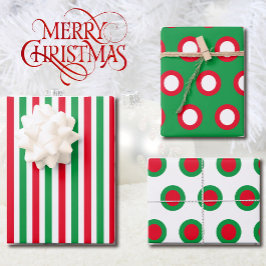 Hoja De Papel De Regalo Rayas y puntos de navidad - Regalo festivo verde r