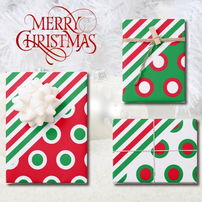 Hoja De Papel De Regalo Rayas y puntos de navidad - Regalo festivo verde r (Subido por el creador)