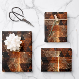 Hoja De Papel De Regalo Rayo de oro en el universo brillante geométrico