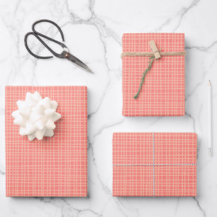 Hoja De Papel De Regalo Rayo trenzado fino tejido Gingham Patrón Rubor Ros