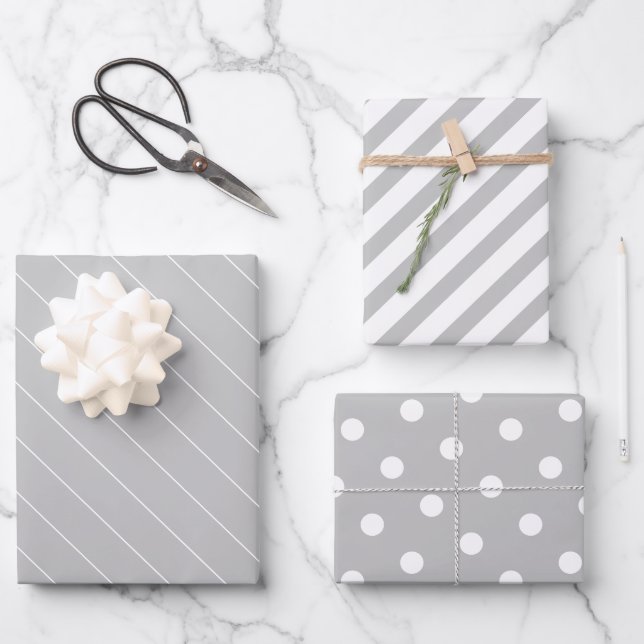 Hoja De Papel De Regalo Rayos de puntos claros y blancos (Anverso)