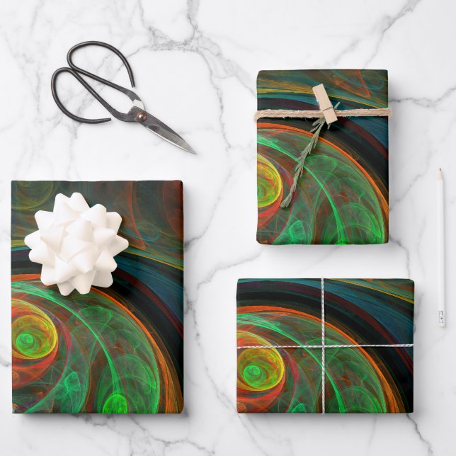 Hoja De Papel De Regalo Reborn Green Abstract Art (Anverso)