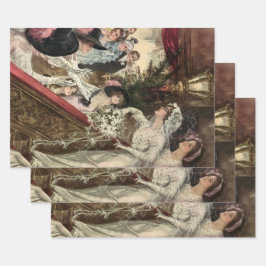 Hoja De Papel De Regalo Recién casados vintage, novia victoriana lanzando