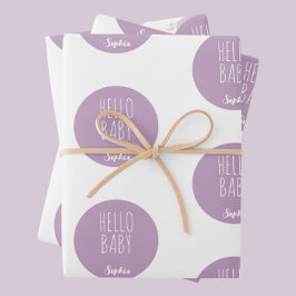 Hoja De Papel De Regalo Recién nacido clásico morado