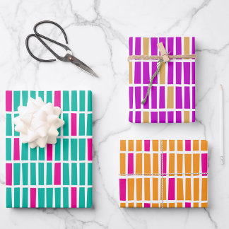 Hoja De Papel De Regalo Rectángulos irregulares modernos Envolver trío de 