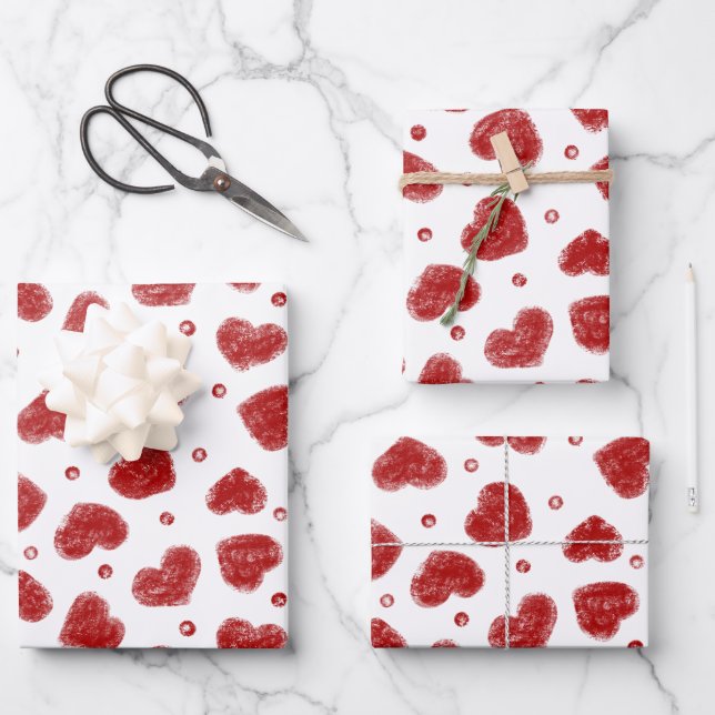 Hoja De Papel De Regalo Red and White Hearts pattern (Anverso)