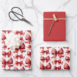 Hoja De Papel De Regalo Red Christmas Bows