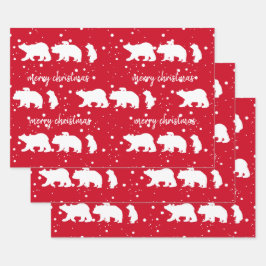 Hoja De Papel De Regalo Red de Navidades Adorables De Oso Polar