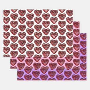 Hoja De Papel De Regalo Red Filigree Hearts Collection
