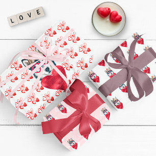 Hoja De Papel De Regalo Red Hearts Husky Dog Lover Valentines Gift