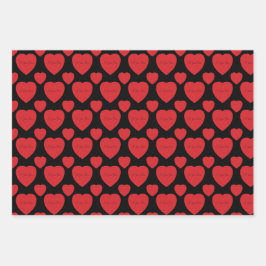 Hoja De Papel De Regalo Red Hearts On Black