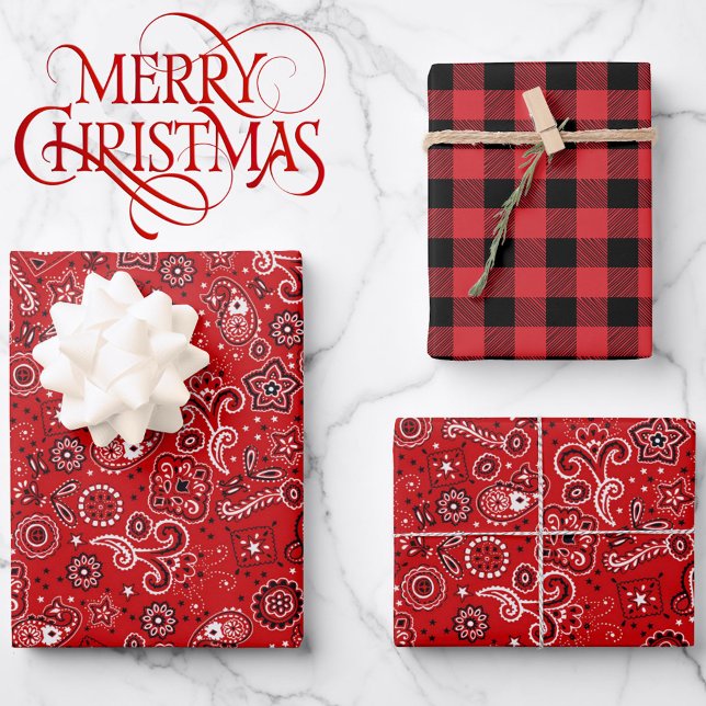 Hoja De Papel De Regalo Red Paisley & Buffalo Plaid 3 Vibrante de alta cal (Subido por el creador)