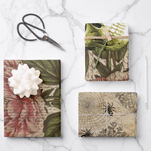 Hoja De Papel De Regalo Red Peony Steampunk Skull Ephemera (Anverso)