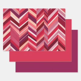 Hoja De Papel De Regalo Red Pink Mauve Chevron