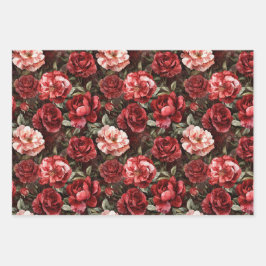 Hoja De Papel De Regalo Red Pink Rose Flowers
