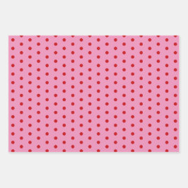 Hoja De Papel De Regalo Red Polka Dots on Pink