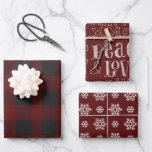 Hoja De Papel De Regalo red rustic pattern Merry Christmas<br><div class="desc">red rustic pattern Merry Christmas</div>