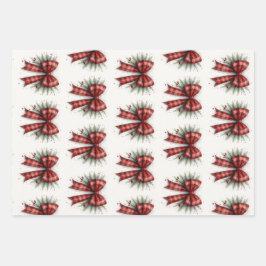 Hoja De Papel De Regalo Red Watercolor Christmas Bow