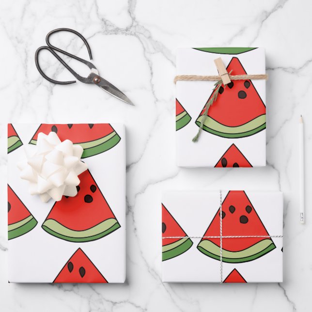 Hoja De Papel De Regalo Red Watermelon Slices  (Anverso)