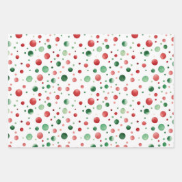 Hoja De Papel De Regalo Red White Green Dots Birthday