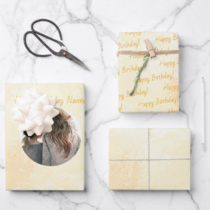 Hoja De Papel De Regalo Redonda Foto Pastel Acuarela Recambiable