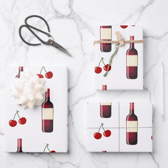 Hoja De Papel De Regalo Redwine y Cherry (Anverso)