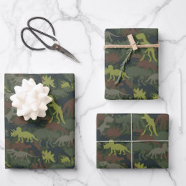 Hoja De Papel De Regalo Regalo de cumpleaños con silueta de dinosaurio cam