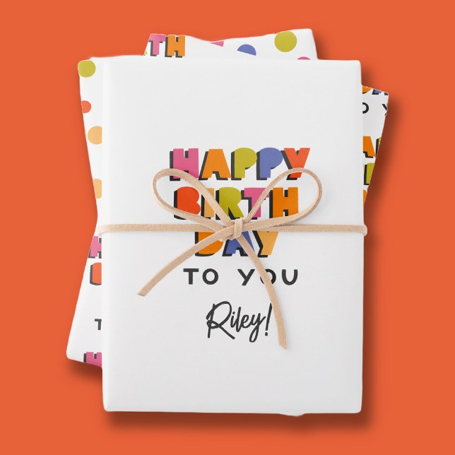 Hoja De Papel De Regalo Regalo de cumpleaños feliz personalizado (Personalize the first sheet with name of birthday person. Say Happy Birthday to you in a unique way.)