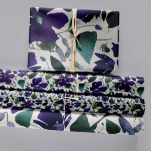 Hoja De Papel De Regalo Regalo de desconexión Floral Purple Clematis Trio