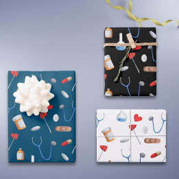 Hoja De Papel De Regalo Regalo de equipo de enfermería de Médica blanco az