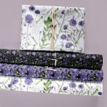 Hoja De Papel De Regalo Regalo de la descomposición del trío de color mora<br><div class="desc">Elegante color de agua verde morado negro Flores Trio Hojas de papel de envolver de Jenn Steffen para puestos de estudio.</div>