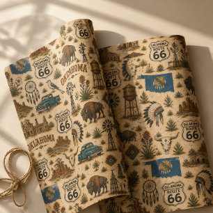 Hoja De Papel De Regalo Regalo de la pradera de la ruta 66 de Oklahoma