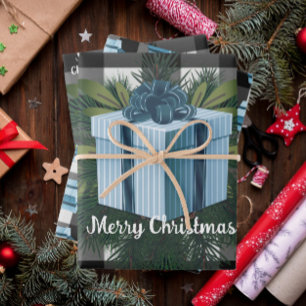Hoja De Papel De Regalo Regalo de los Navidades de Buffalo Plaid Azul