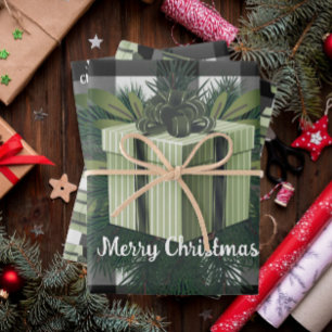 Hoja De Papel De Regalo Regalo de los Navidades de Buffalo Plaid   Verde