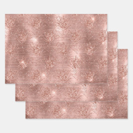 Hoja De Papel De Regalo Regalo de moda de brillo de oro rosa para ella