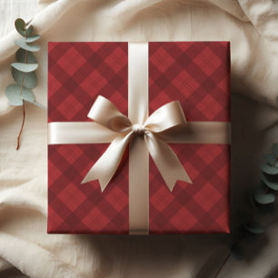 Hoja De Papel De Regalo Regalo de Navidad de Cuadro Rojo