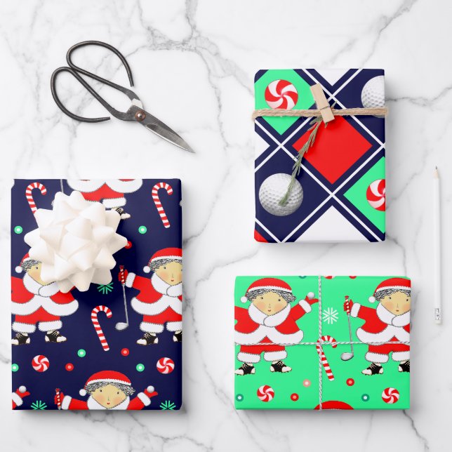 Hoja De Papel De Regalo Regalo de Navidad de Golf (Anverso)