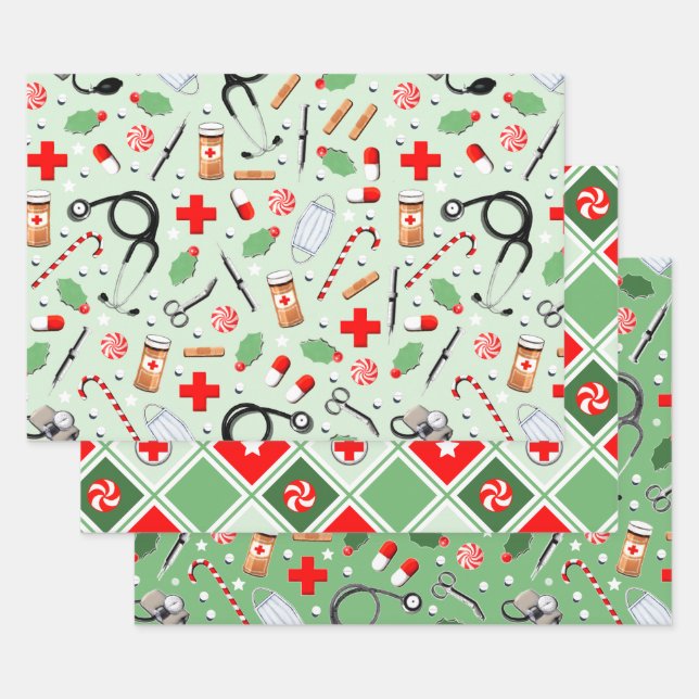 Hoja De Papel De Regalo Regalo de Navidad Médico (Set)