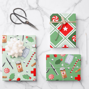Hoja De Papel De Regalo Regalo de Navidad médico