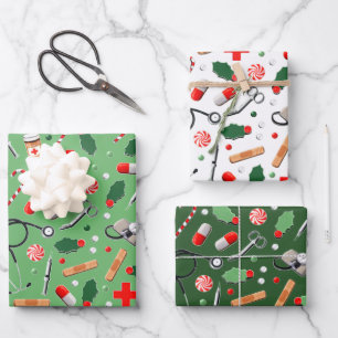 Hoja De Papel De Regalo Regalo de Navidad médico