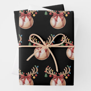 Hoja De Papel De Regalo Regalo de Navidad para amantes del béisbol Jugador