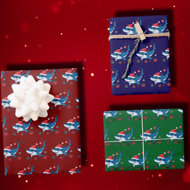 Hoja De Papel De Regalo Regalo de Navidades de Shark Santa Hat (Subido por el creador)