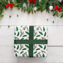Hoja De Papel De Regalo Regalo de Navidades de Woodland Fall Green, White 