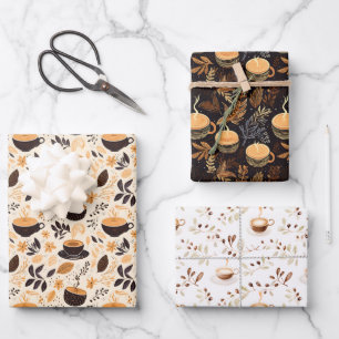 Hoja De Papel De Regalo Regalo de patrón de café y café