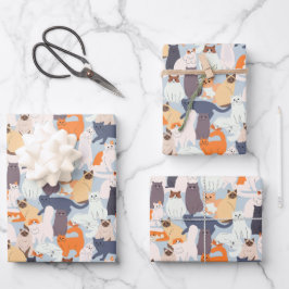 Hoja De Papel De Regalo Regalo de patrón de gato de dibujos animados