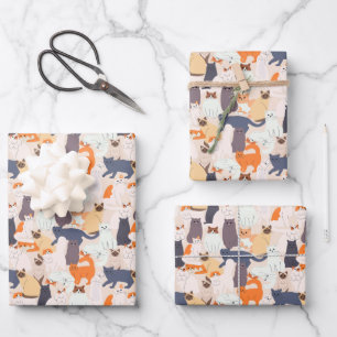 Hoja De Papel De Regalo Regalo de patrón de gato de dibujos animados 
