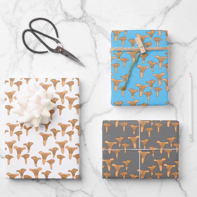 Hoja De Papel De Regalo Regalo de patrón de hongos divertidos Chanterelle  (Anverso)