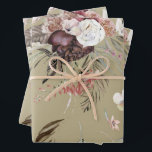 Hoja De Papel De Regalo Regalo de patrón floral verde salvia moderno y her<br><div class="desc">Un diseño de patrón floral moderno y hermoso sobre un fondo verde salvia creará una celebración de regalo excepcional. Ideal para bodas,  fiestas de soltera,  cumpleaños y más.</div>