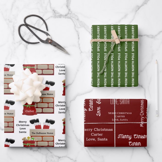Hoja De Papel De Regalo Regalo de Santa Personalizada (Anverso)