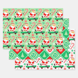 Hoja De Papel De Regalo Regalo de vacaciones de patinaje sobre patineta